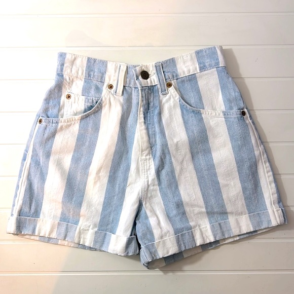 Levi Strauss Orange Tab Striped High Waist Shorts - Picture 1 of 4